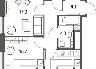 Трехкомнатная квартира на продажу, 59 м2, Москва, район Метрогородок, Тагильская улица, 4А