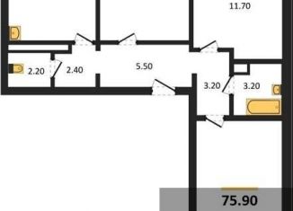 Продается трехкомнатная квартира, 75.9 м2, Воронеж, улица Шидловского, 28