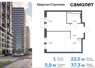 Продажа 1-комнатной квартиры, 37.3 м2, Московская область, жилой комплекс Квартал Строгино, к2