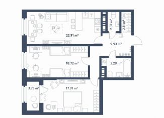 Продаю двухкомнатную квартиру, 81.1 м2, Санкт-Петербург, метро Электросила