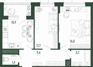 Продажа 2-комнатной квартиры, 55.5 м2, Воронеж, Железнодорожный район