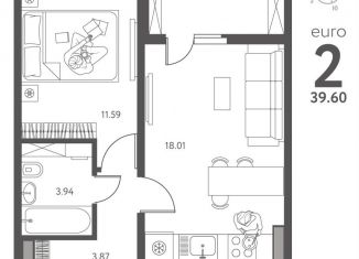 Продажа 1-комнатной квартиры, 39.6 м2, Липецк