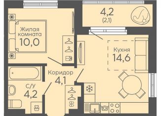 Однокомнатная квартира на продажу, 35 м2, Екатеринбург, Октябрьский район, жилой комплекс Новокольцовский, 6