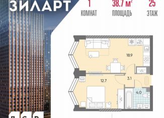 Продается 1-ком. квартира, 38.7 м2, Москва, жилой комплекс Зиларт, 21/22, станция ЗИЛ