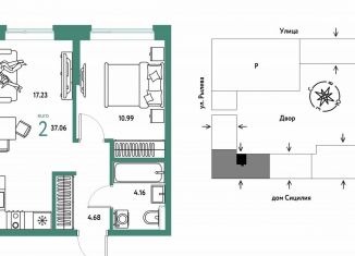 Продается 2-комнатная квартира, 37.1 м2, Тюмень, Калининский округ, Ярославская улица, 9к1