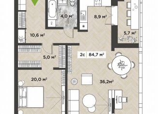 Продается 2-комнатная квартира, 84.7 м2, Новосибирск, метро Гагаринская, Красный проспект, 104