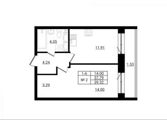 Продается однокомнатная квартира, 39.3 м2, деревня Разбегаево