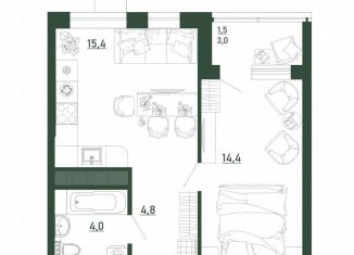 Продается однокомнатная квартира, 40.1 м2, Воронеж, Железнодорожный район