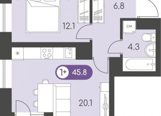 Однокомнатная квартира на продажу, 45.8 м2, Ижевск, Индустриальный район