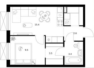 Продам 1-комнатную квартиру, 37.5 м2, Москва, станция Бульвар Рокоссовского, жилой комплекс 2-й Иртышский, 1.3