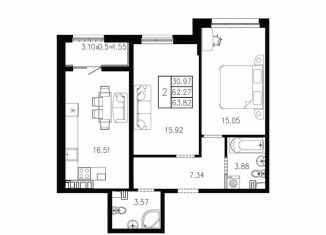 Продается 2-комнатная квартира, 63.8 м2, Кропоткин