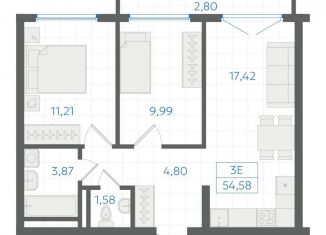 Продаю 2-ком. квартиру, 52.6 м2, Екатеринбург, Ленинский район