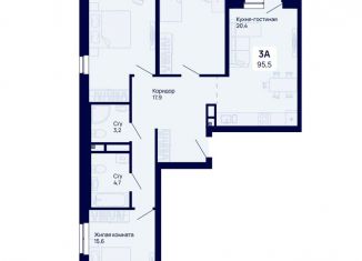 3-комнатная квартира на продажу, 95.5 м2, Екатеринбург, Железнодорожный район