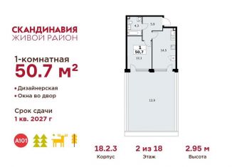 Продаю 1-комнатную квартиру, 50.7 м2, деревня Столбово, деревня Столбово, 69/1