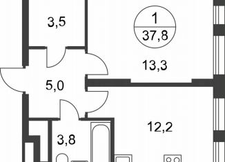 Продаю 1-ком. квартиру, 37.8 м2, деревня Рассказовка, деревня Рассказовка, 1