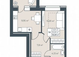 Продается 1-комнатная квартира, 36.9 м2, Выкса