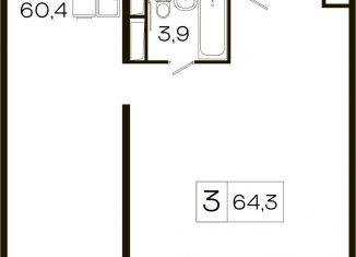 2-комнатная квартира на продажу, 64.3 м2, Одинцово, Вокзальная улица, 31А, ЖК Сердце Одинцово