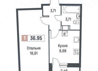 Продам 1-комнатную квартиру, 37 м2, Мурино, ЖК Авиатор