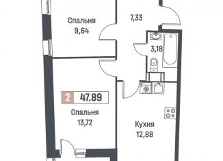 Продается 2-комнатная квартира, 47.9 м2, Мурино, ЖК Авиатор