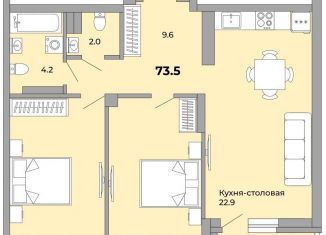 Продажа двухкомнатной квартиры, 73.5 м2, Екатеринбург, Донбасская улица, 21, ЖК Белая Башня