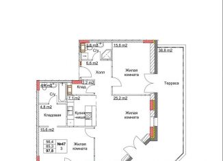 Продается 3-комнатная квартира, 99.6 м2, поселок Клюквенный, посёлок Клюквенный, 18