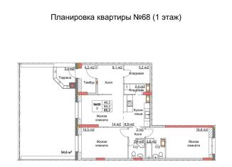 Продам 3-ком. квартиру, 86.9 м2, поселок Клюквенный, посёлок Клюквенный, 18к1