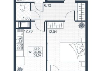 1-ком. квартира на продажу, 38.5 м2, Коммунар, ЖК Ново-Антропшино