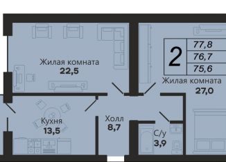 Продаю двухкомнатную квартиру, 78.4 м2, Калининград, Борисовский бульвар, ЖК Юго-Восток