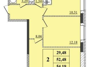 Продам 2-комнатную квартиру, 54.2 м2, Ярославль, жилой комплекс Подсолнухи, с2, ЖК Подсолнухи