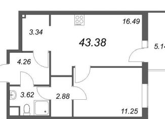 Продажа однокомнатной квартиры, 43.4 м2, Санкт-Петербург, проспект Энгельса, 140, проспект Энгельса