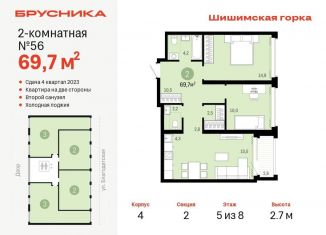 Продаю 2-комнатную квартиру, 69.7 м2, Екатеринбург, ЖК Шишимская Горка