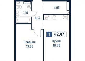 Продается однокомнатная квартира, 42.5 м2, Мурино