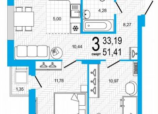 Продам 3-ком. квартиру, 51.4 м2, Уфа, Дёмский район