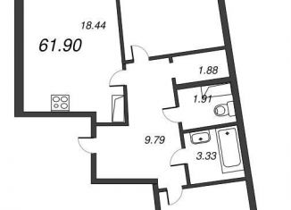 Продажа 2-комнатной квартиры, 63.6 м2, Мурино, Оборонная улица, 33к2