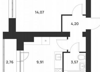 Продается однокомнатная квартира, 34.5 м2, Тула