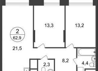 Продается 2-комнатная квартира, 62.9 м2, Москва, 11-я фаза, к3