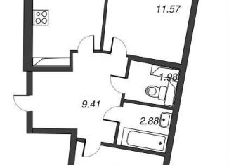 Продается 2-комнатная квартира, 61.5 м2, Мурино, Оборонная улица, 33к2