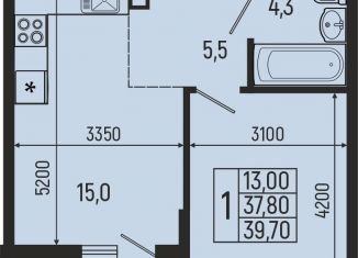 Продается 1-комнатная квартира, 39.7 м2, Адыгея