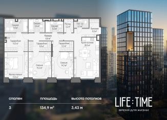 Продажа 3-комнатной квартиры, 134.9 м2, Москва, Пресненский район