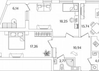 2-ком. квартира на продажу, 72.1 м2, Санкт-Петербург, метро Пролетарская, Октябрьская набережная, 116