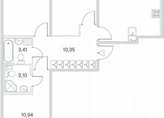 Продажа 3-комнатной квартиры, 77.6 м2, посёлок Стрельна, ЖК Любоград