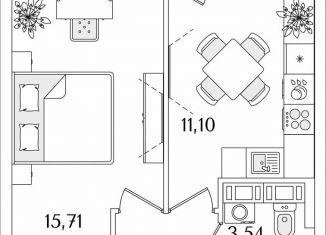 Продажа 1-ком. квартиры, 35.5 м2, Санкт-Петербург, Невский район, Октябрьская набережная, 116