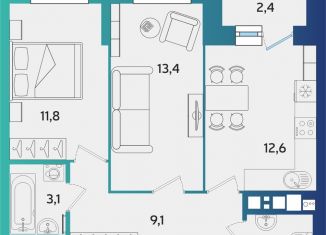 Продажа 2-комнатной квартиры, 53.2 м2, Ижевск, улица Архитектора П.П. Берша, 44