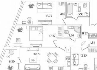 Продаю 3-ком. квартиру, 92.4 м2, Санкт-Петербург, метро Пролетарская, Октябрьская набережная, 116