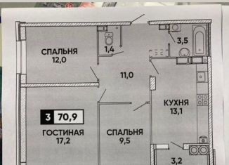 Продам 3-комнатную квартиру, 70.9 м2, Ставрополь, Российский проспект, 13к2