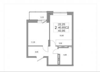 Продаю 1-ком. квартиру, 44 м2, Красноярск, Октябрьский район