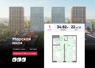 Однокомнатная квартира на продажу, 34.8 м2, Санкт-Петербург, муниципальный округ Юго-Запад