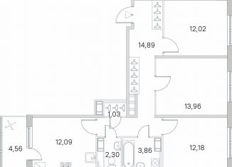 Продажа трехкомнатной квартиры, 74.6 м2, посёлок Шушары