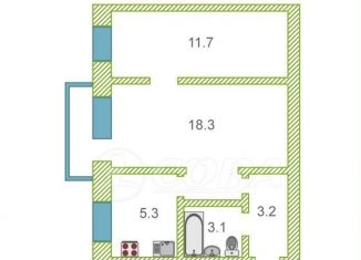 Двухкомнатная квартира на продажу, 47 м2, Тюмень, Заводская улица, 2, Центральный округ