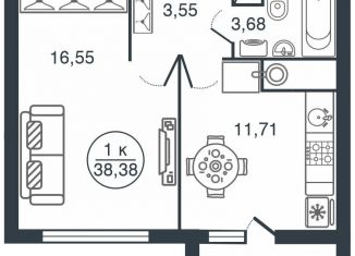 Продаю 1-комнатную квартиру, 38.4 м2, Тверь